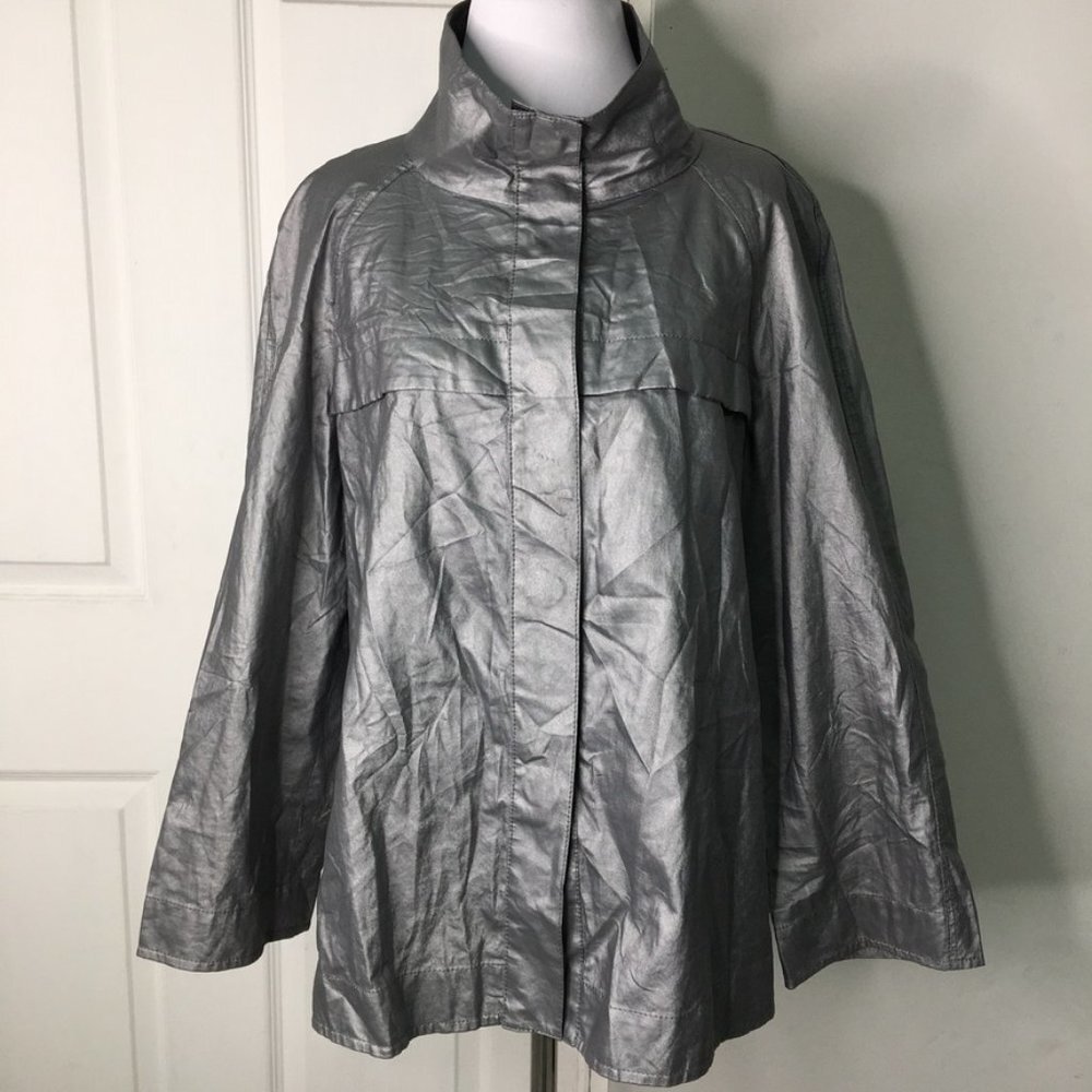 Lafayette 148 Women's Metallic Gray Silver Jacket Size 6